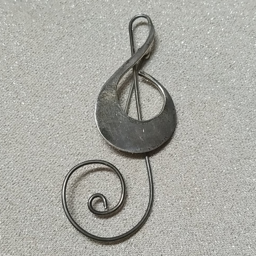 Sterling Silver Mexico Treble Clef Pin Vintage